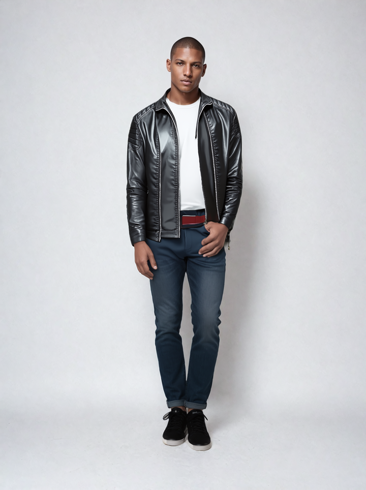 Cord | Leder-Bomberjacke